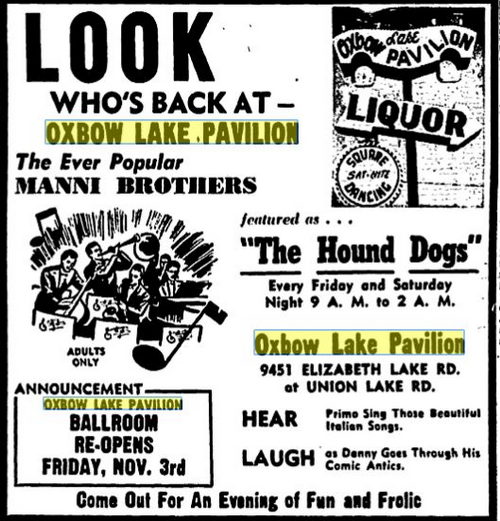 Oxbow Lake Pavilion - October 1961 Ad (newer photo)